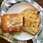 plate of french yogurt cake with apples