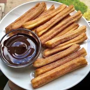 plate of air fryer churros