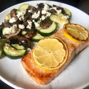 Air fried lemon honey garlic salmon