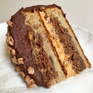 Banana Chocolate Peanut Butter Crunch Cake