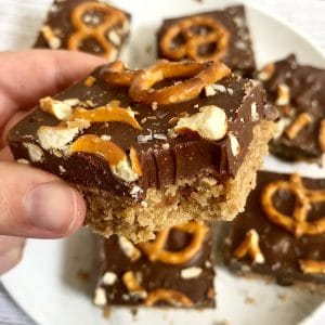 Gluten Free Chocolate Pretzel Fudge Bars