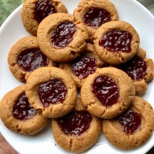 Gluten Free PB&J Thumbprint Cookies