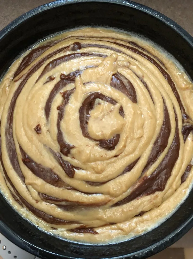 chocolate peanut butter swirl cake