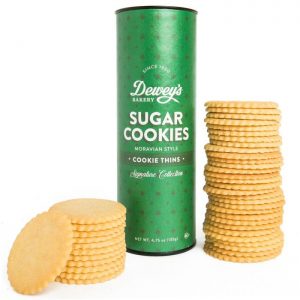A tube of Dewey’s Bakery Moravian Cookie Thins.