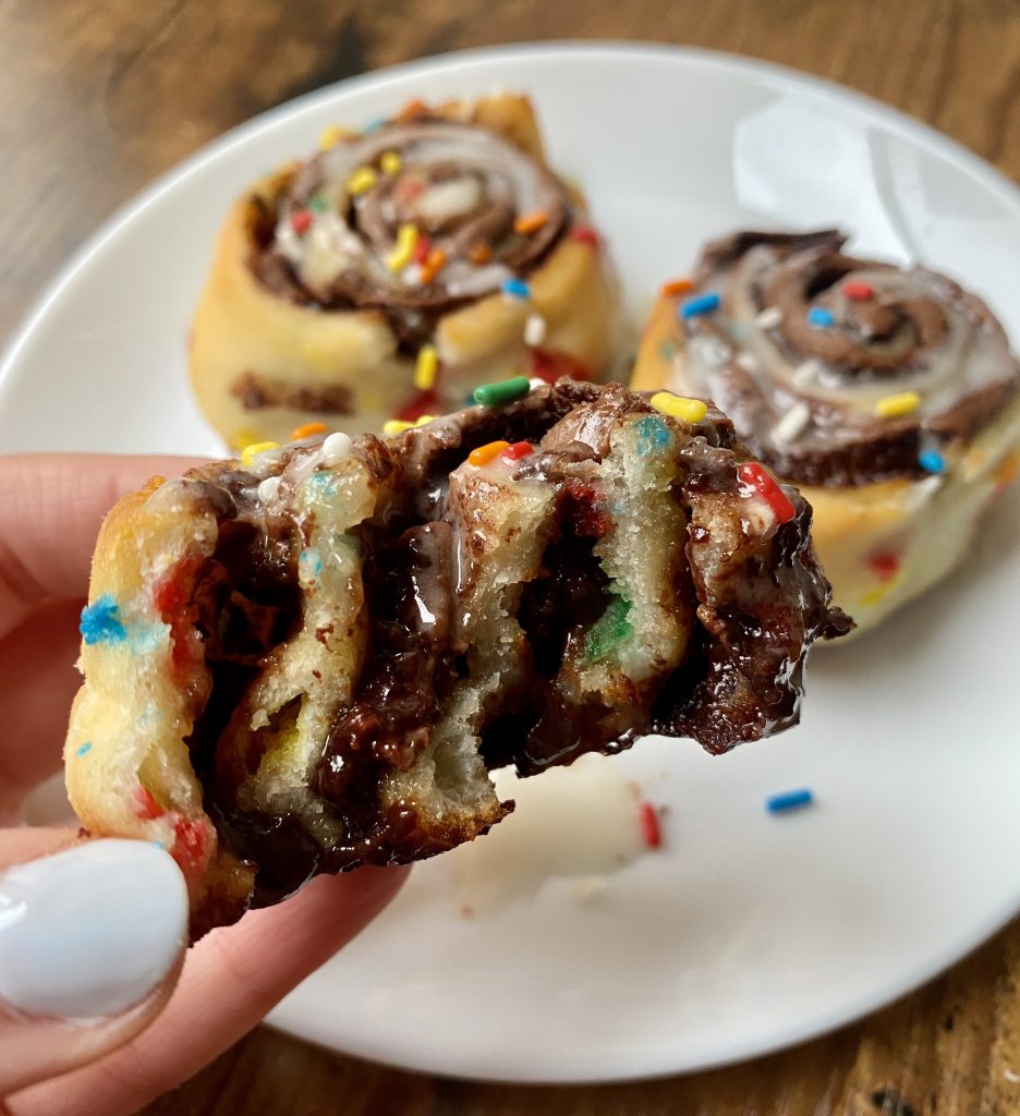 healthier funfetti nutella cinnamon buns