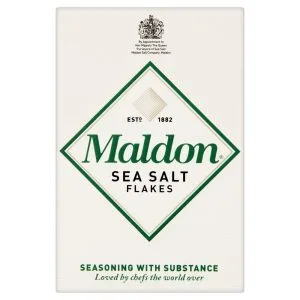 A box of Maldon Sea Salt Flakes.