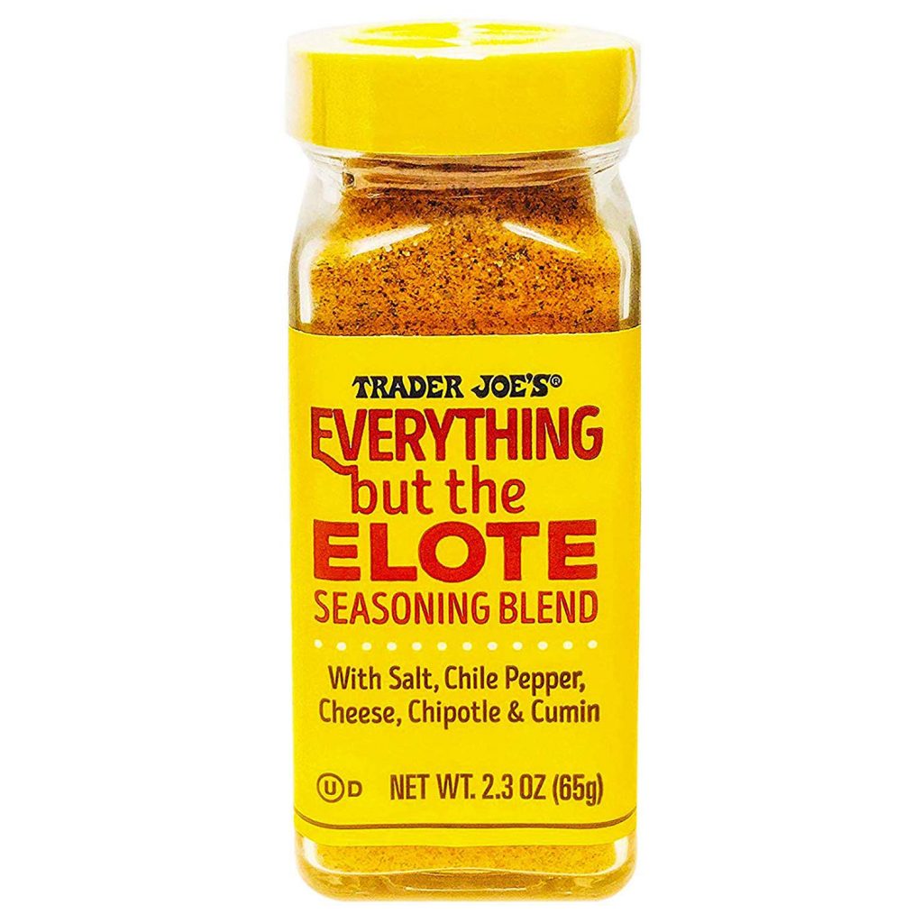 A jar of Trader Joe's Everything But The Elote Seasoning Blend,