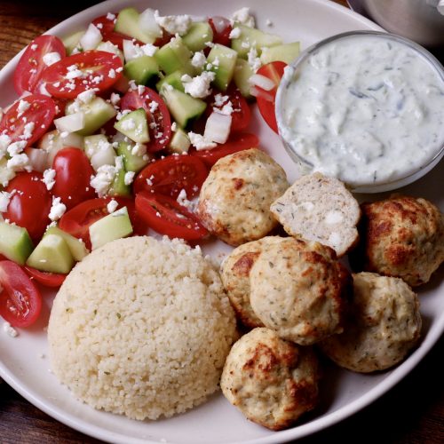 Greek Chicken Meatballs with Tzatziki