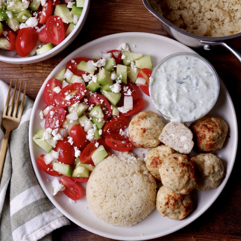 Greek Chicken Meatballs with Tzatziki