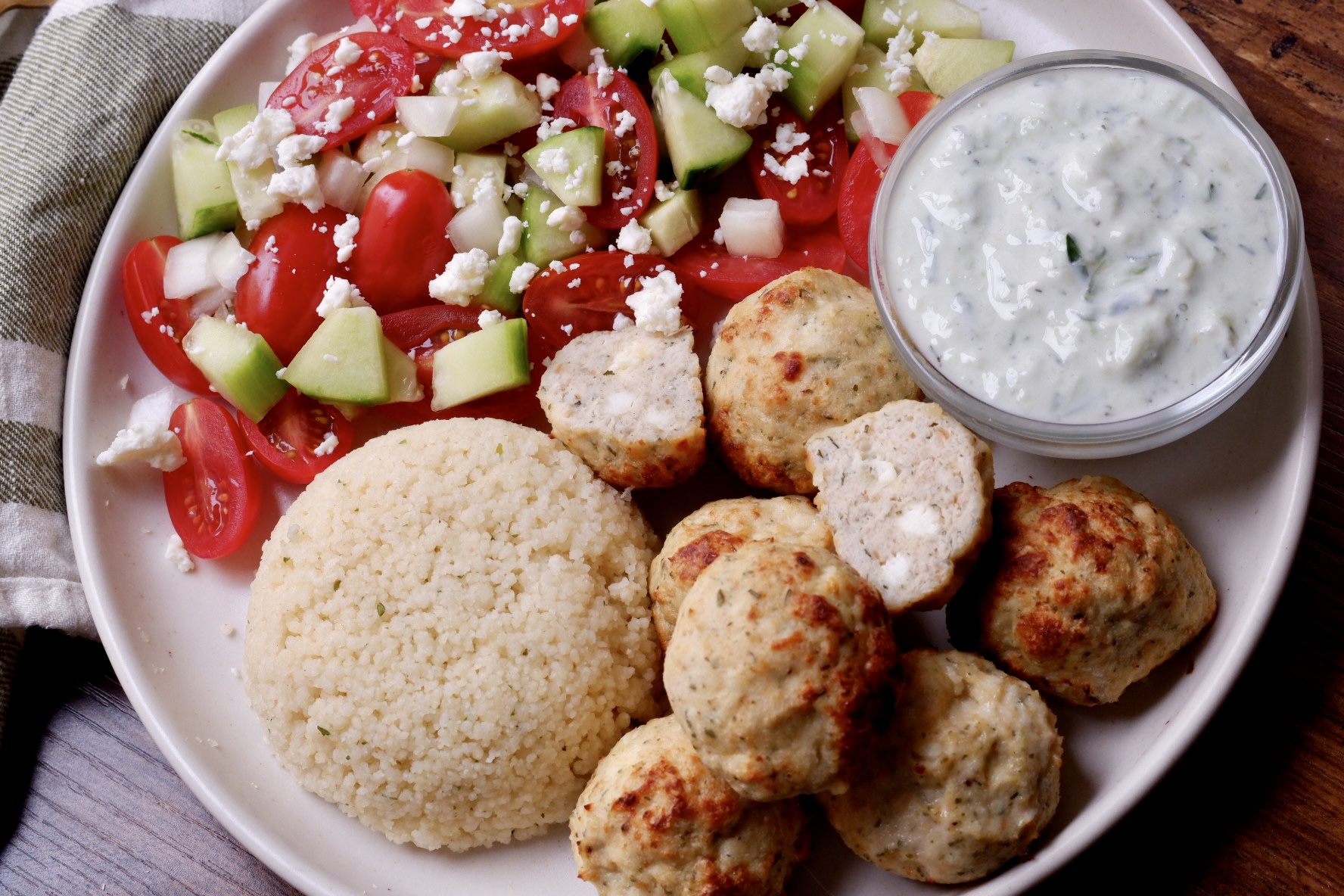 Greek Chicken Meatballs with Tzatziki