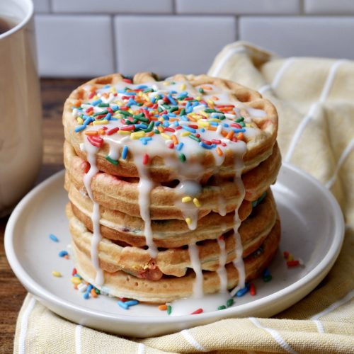 Healthier Birthday Cake Waffles