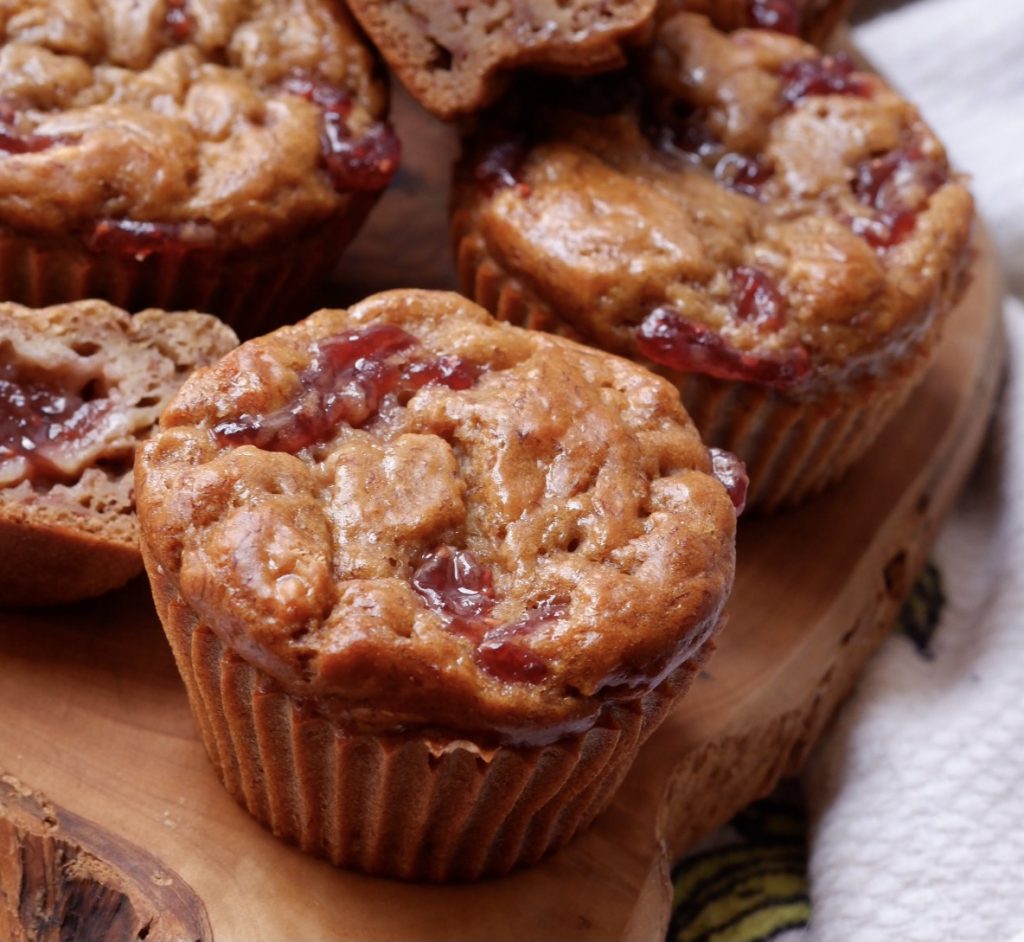 pb & j banana muffins