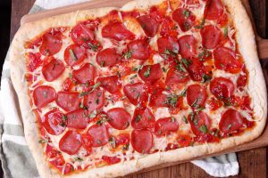 sweet and spicy pepperoni pizza