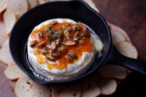 baked brie with apricot and pistachio