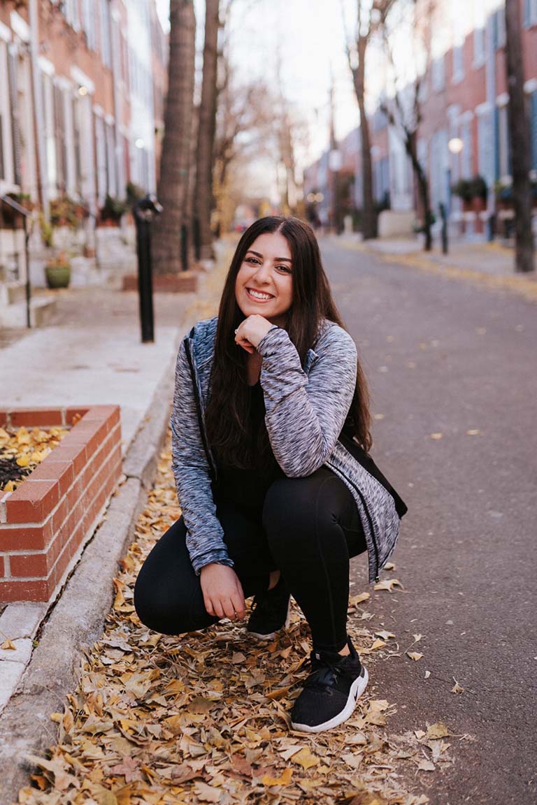 Jacklin posing candidly in the street.