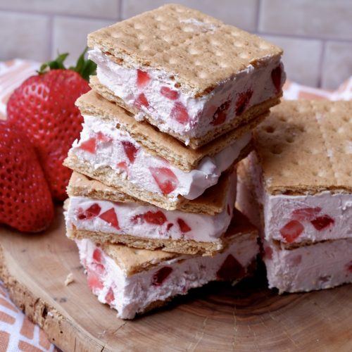 healthy strawberry cheesecake ice cream sandwiches