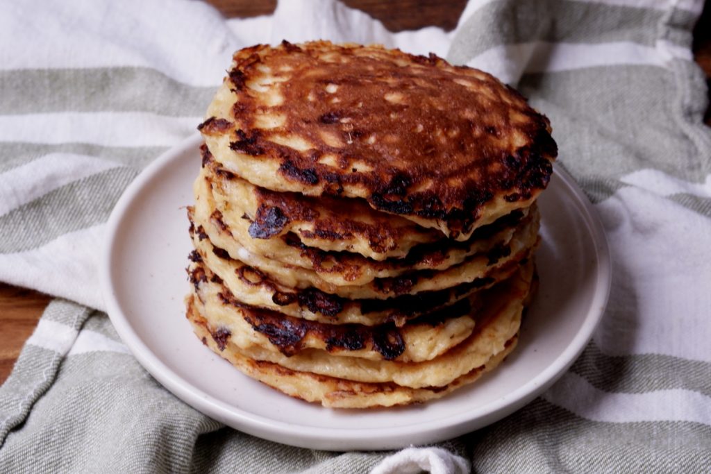 cottage cheese pancakes with blueberry compote