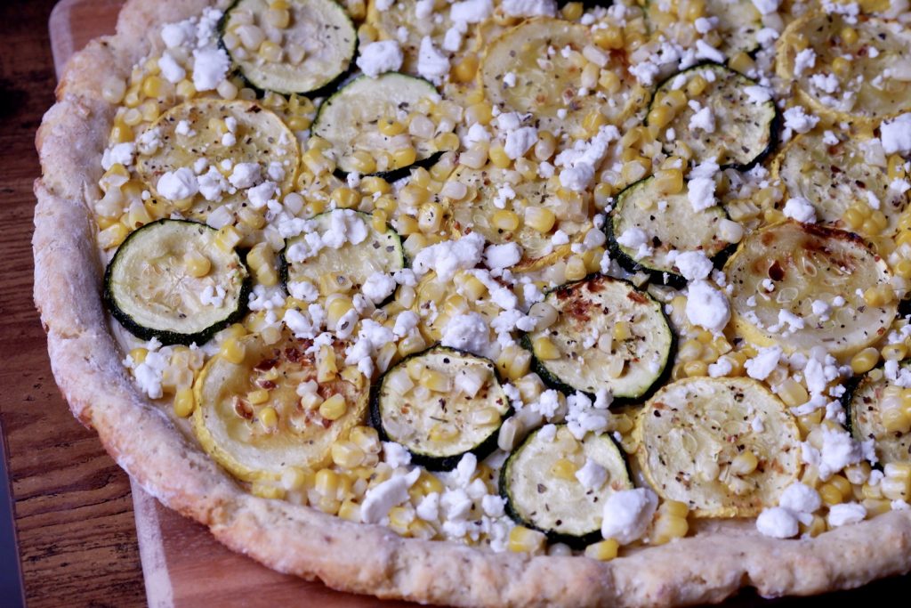 healthy summer squash & corn pizza