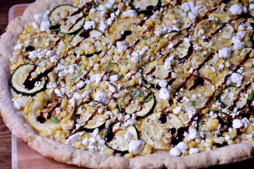 healthy summer squash & corn pizza