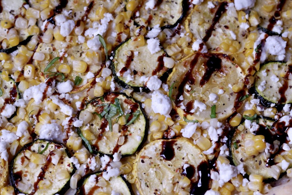 healthy summer squash & corn pizza