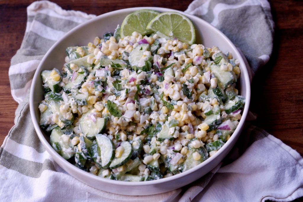 creamy corn and cucumber salad