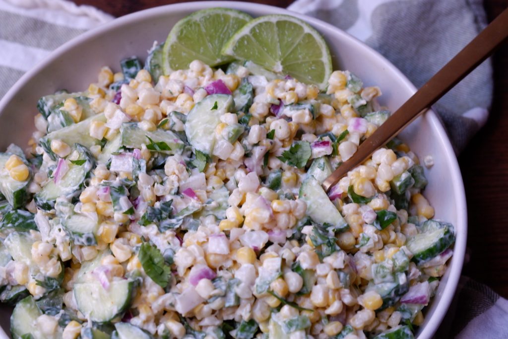 creamy corn and cucumber salad