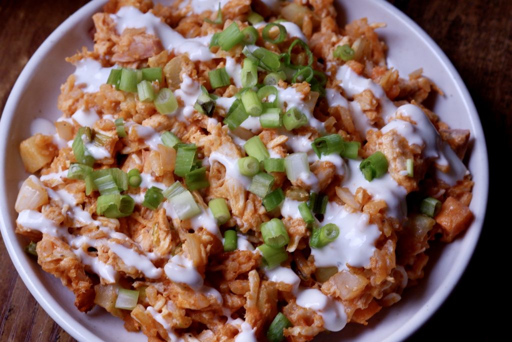 buffalo chicken rice bake