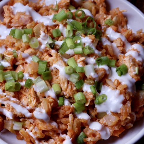 buffalo chicken rice bake