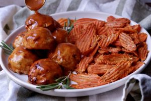 apple cider bbq meatballs