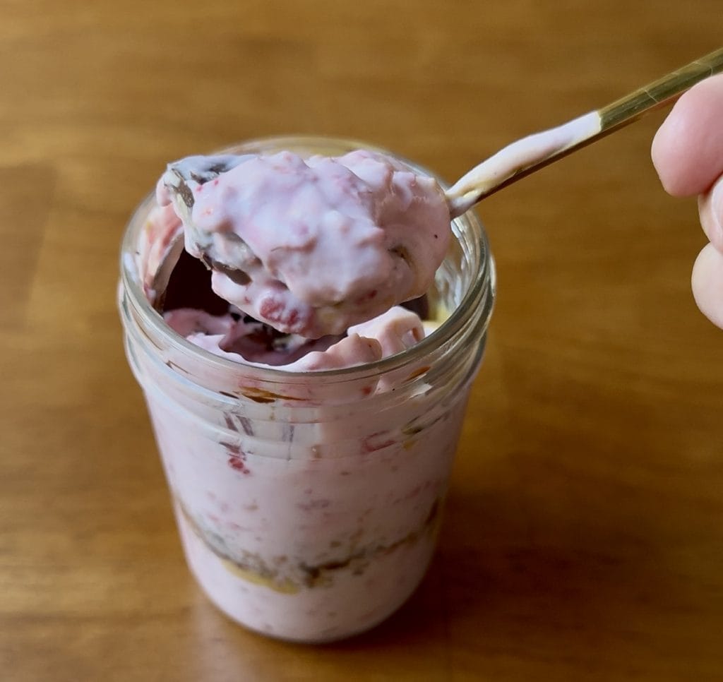 pb&j parfait with chocolate shell