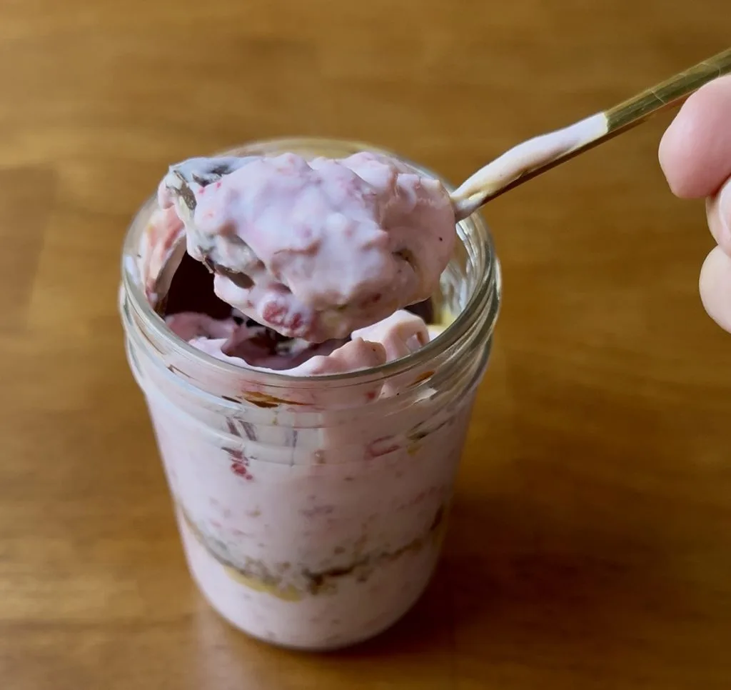 pb&j parfait with chocolate shell