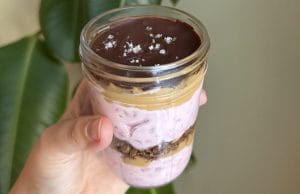 pb&j parfait with chocolate shell