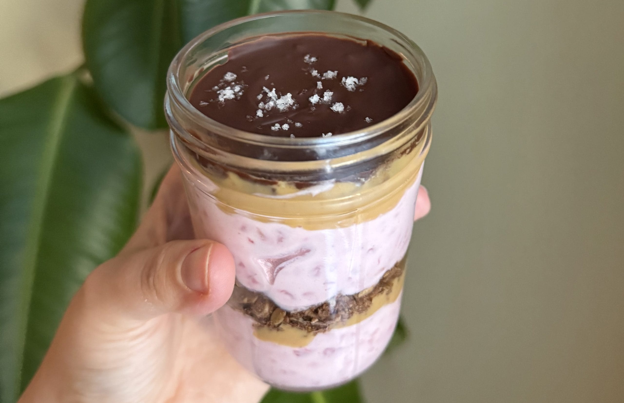 pb&j parfait with chocolate shell