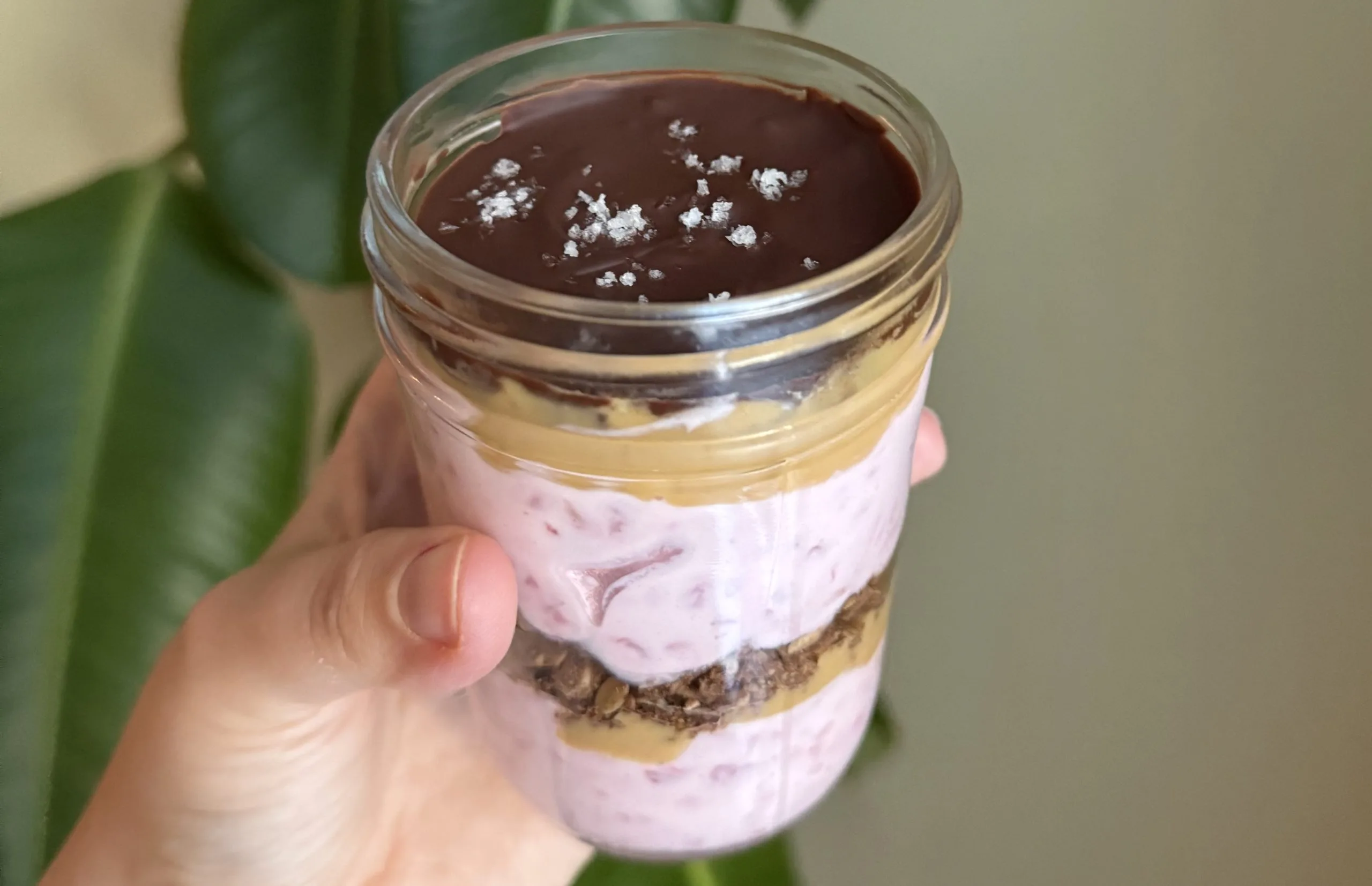 pb&j parfait with chocolate shell