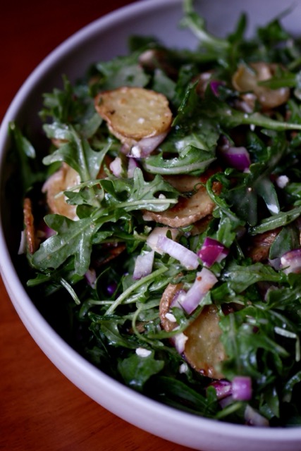 crispy potato arugula salad
