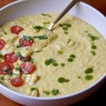 summer corn gazpacho with basil oil