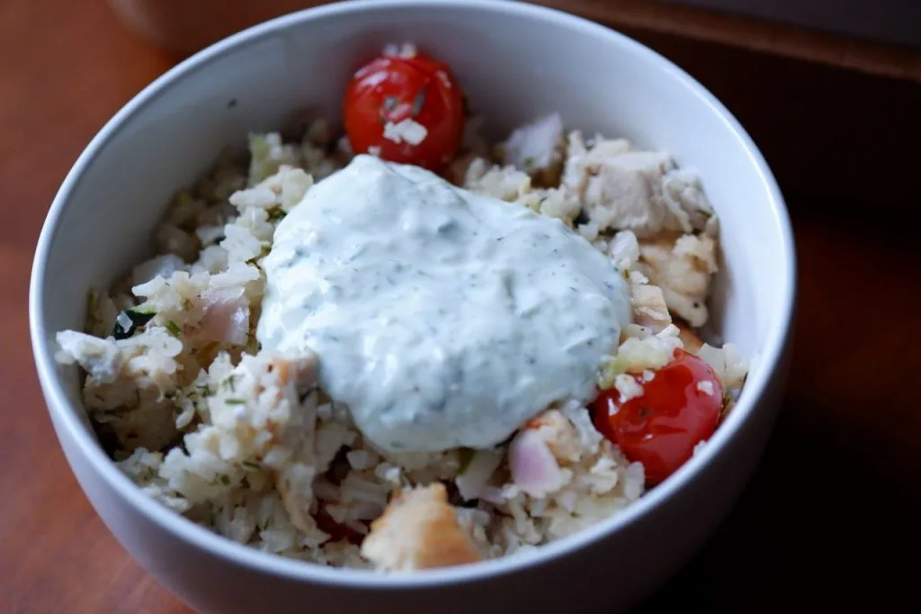 Greek chicken rice bake