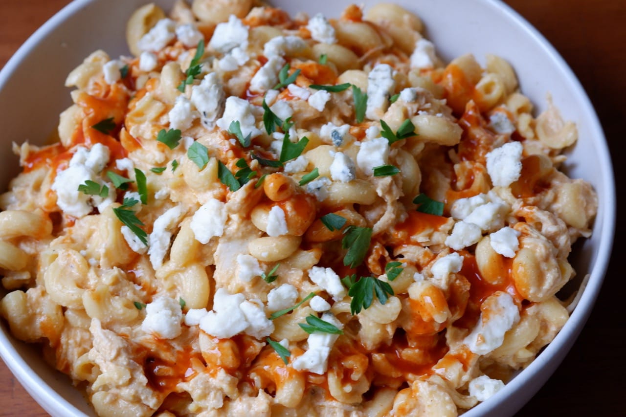 High Protein Buffalo Chicken Pasta