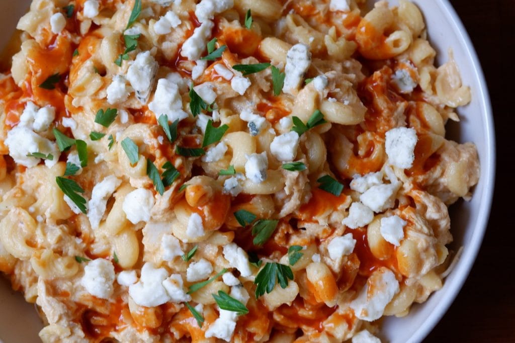 High Protein Buffalo Chicken Pasta