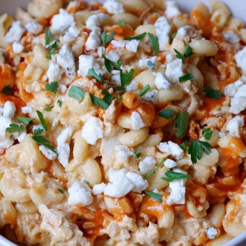 High Protein Buffalo Chicken Pasta