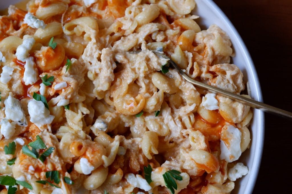 High Protein Buffalo Chicken Pasta