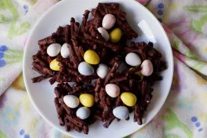 chocolate pretzel bird nests