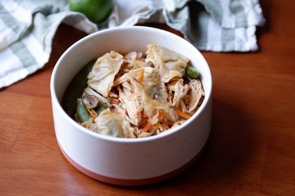 high protein chicken wonton curry skillet