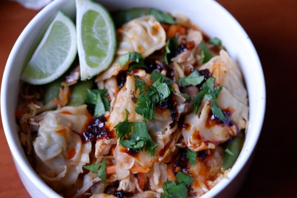 high protein chicken wonton curry skillet