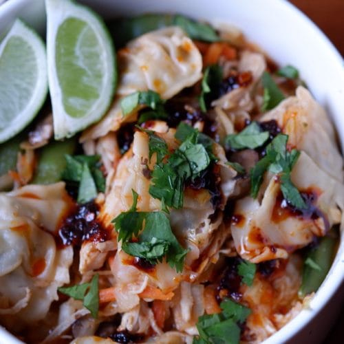 high protein chicken wonton curry skillet