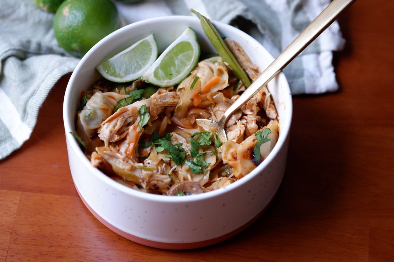 high protein chicken wonton curry skillet