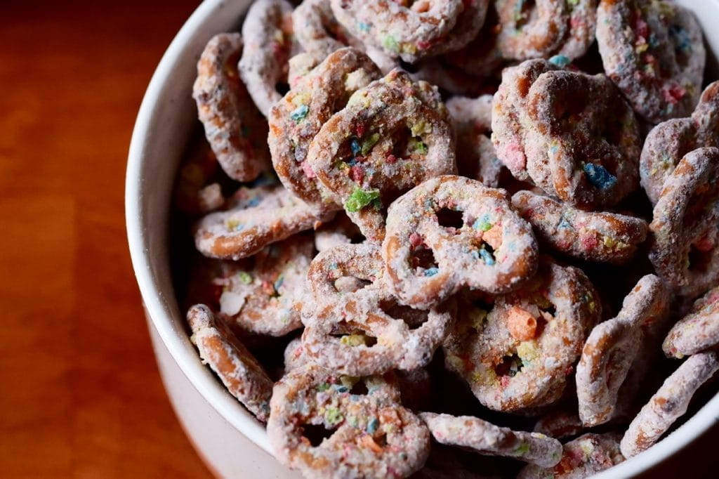Fruity Pebbles Pretzel Muddy Buddies
